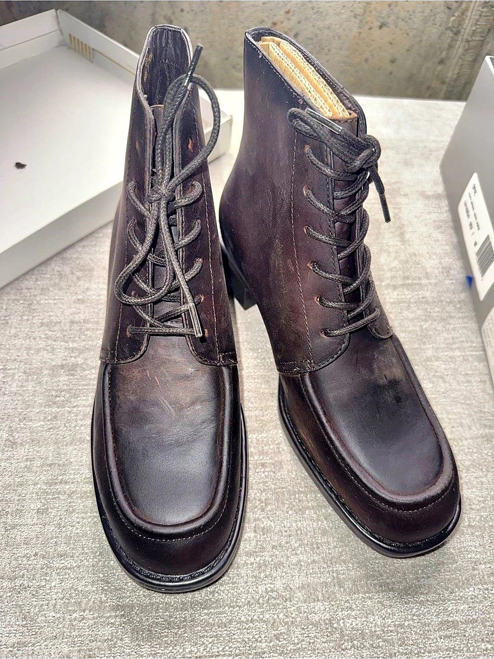 Liz Claiborne Opal Crazy Horse Leather Lace Up Boots Brown Size 7M